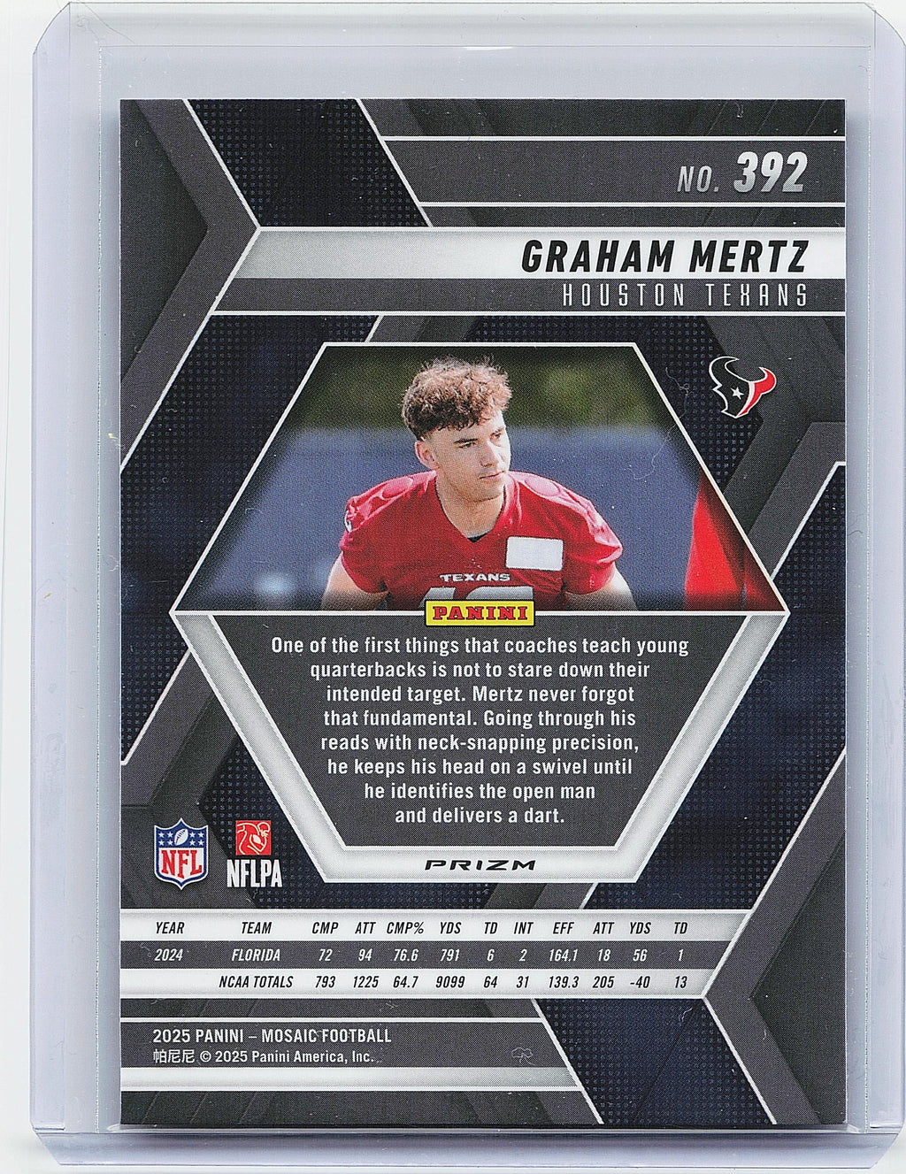 2025 Panini Mosaic #392 Graham Mertz Mosaic Red and White Stripe