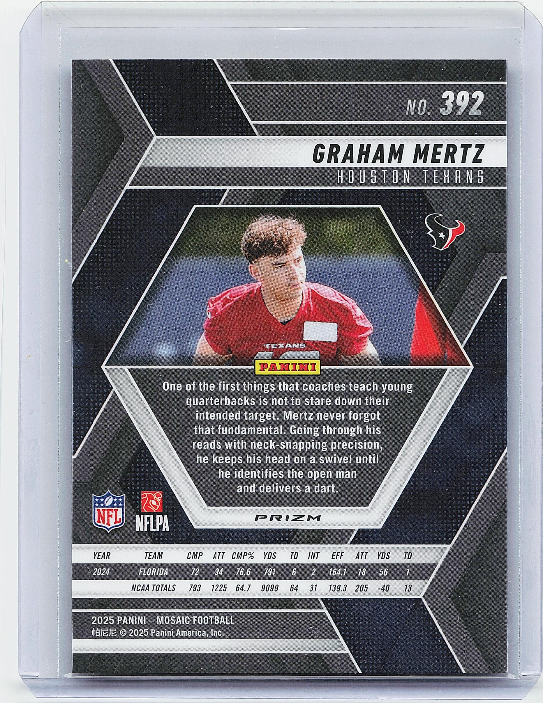 2025 Panini Mosaic #392 Graham Mertz Mosaic Red and White Stripe
