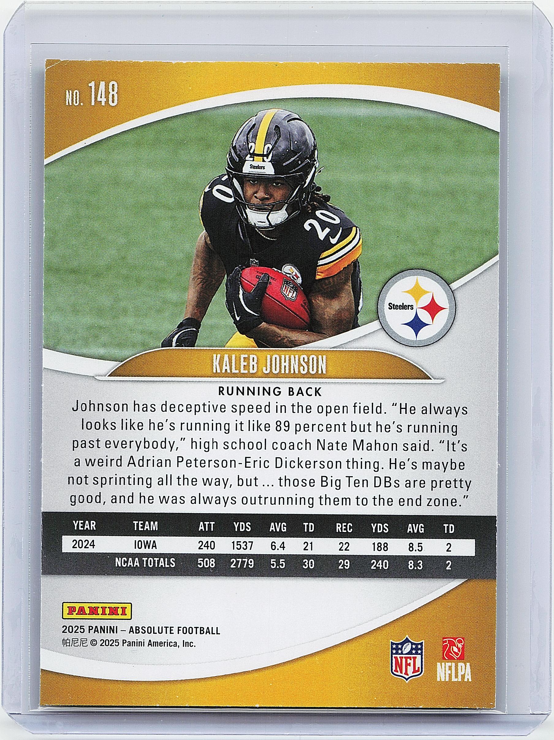 2025 Panini Absolute #148 Kaleb Johnson Green