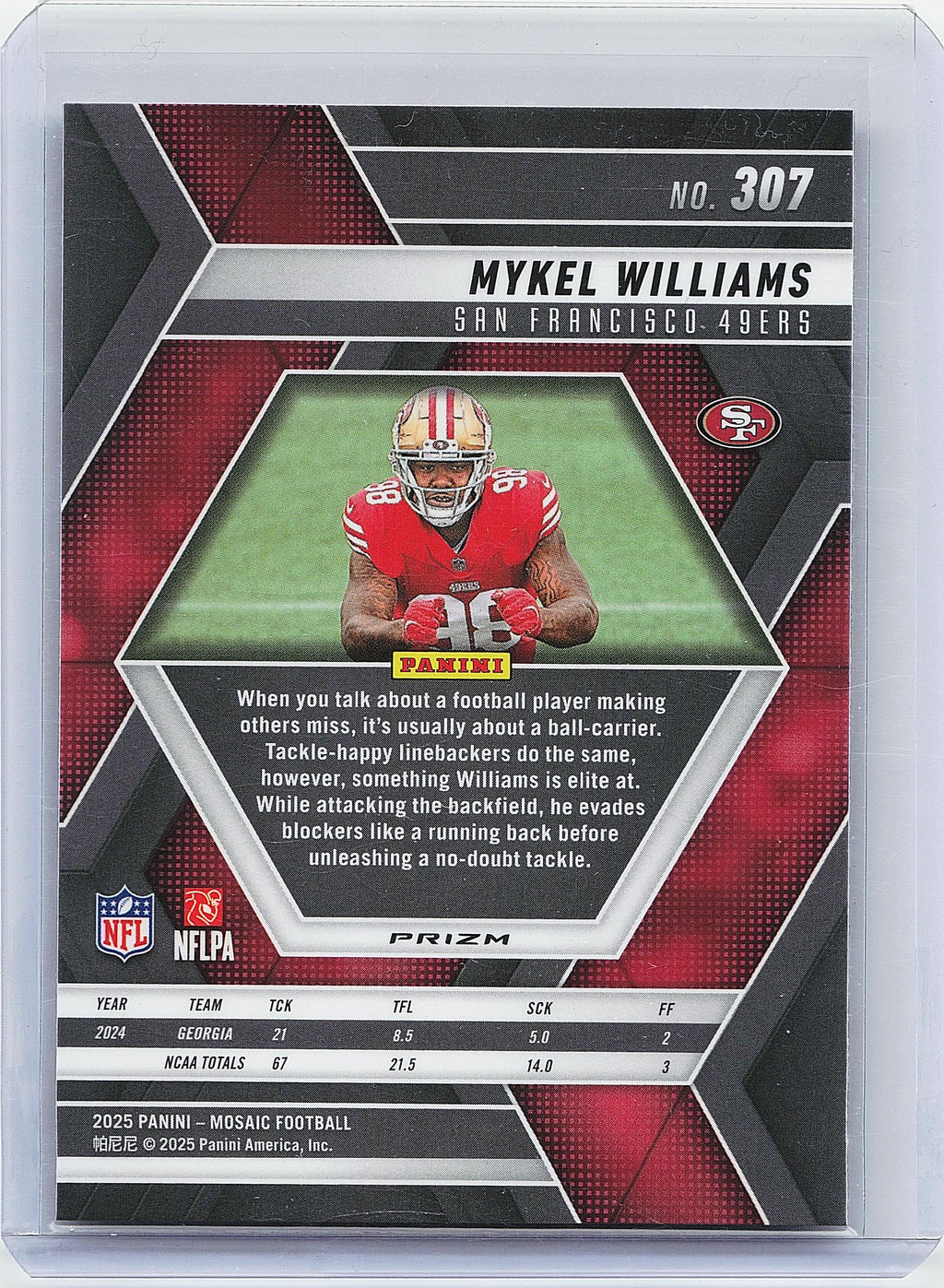 2025 Panini Mosaic #307 Mykel Williams Mosaic Red and White Stripe