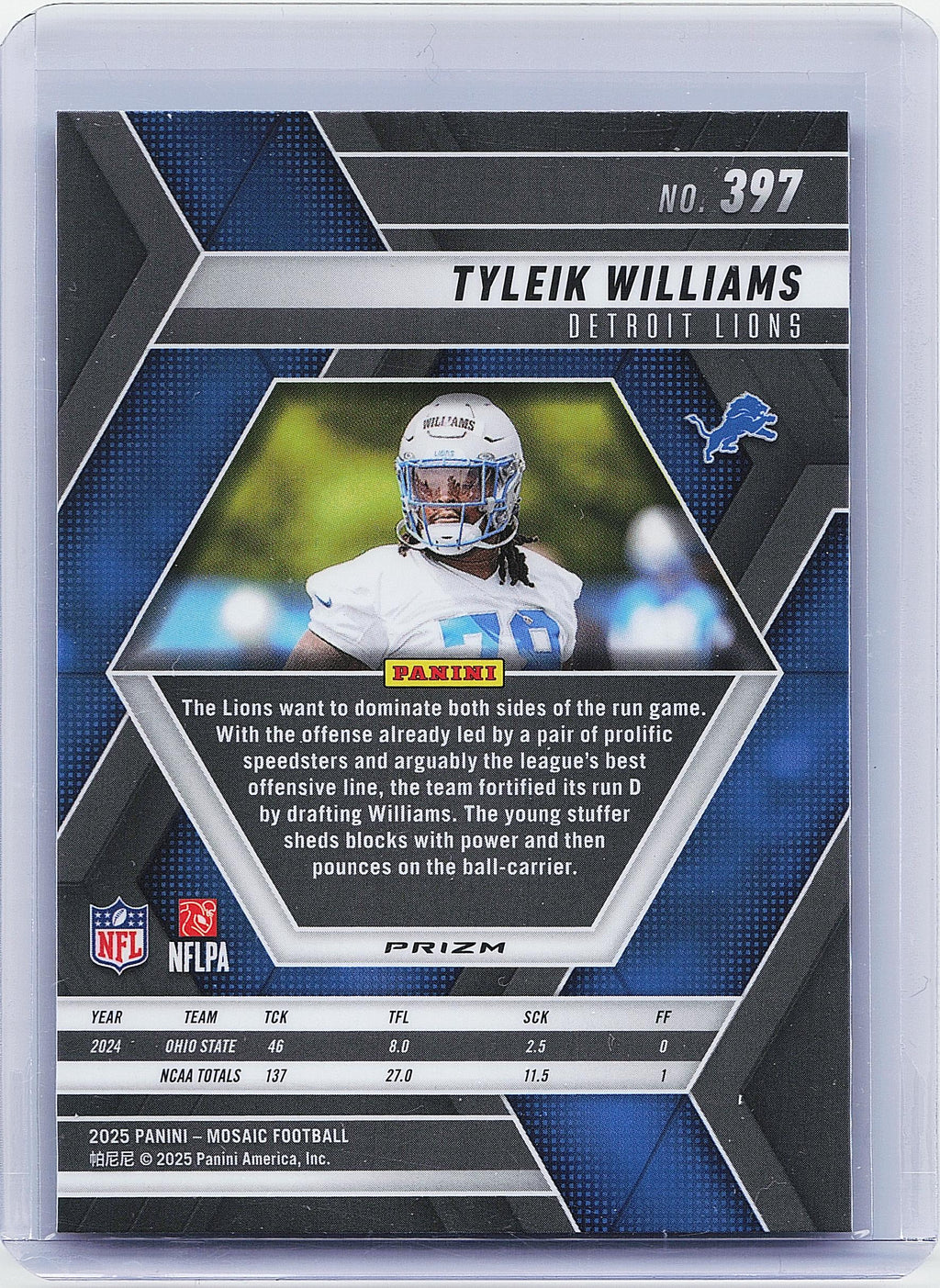 2025 Panini Mosaic #397 Tyleik Williams Mosaic Red and White Stripe