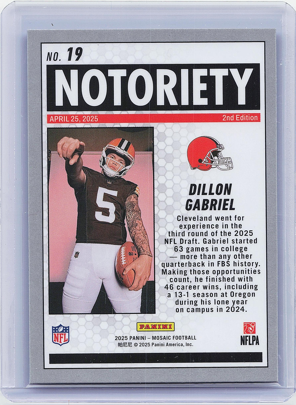 2025 Panini Mosaic #19 Dillon Gabriel Notoriety