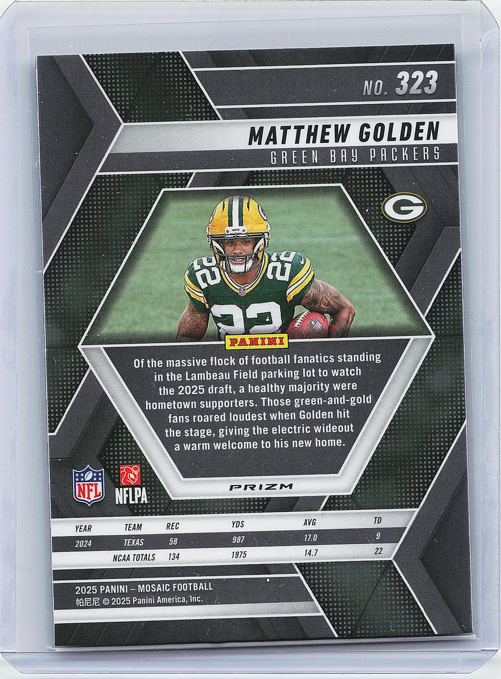 2025 Panini Mosaic #323 Matthew Golden Mosaic Green