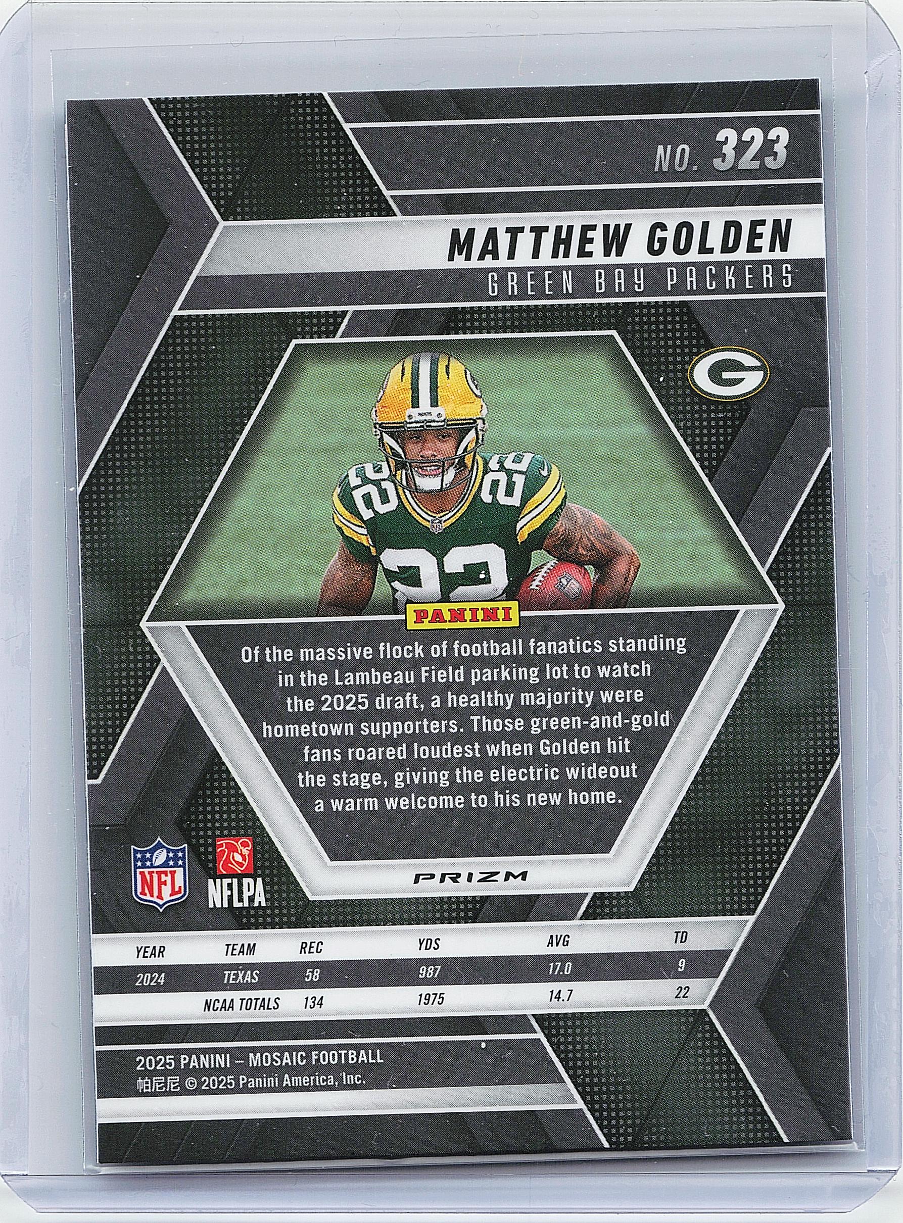 2025 Panini Mosaic #323 Matthew Golden Mosaic Green