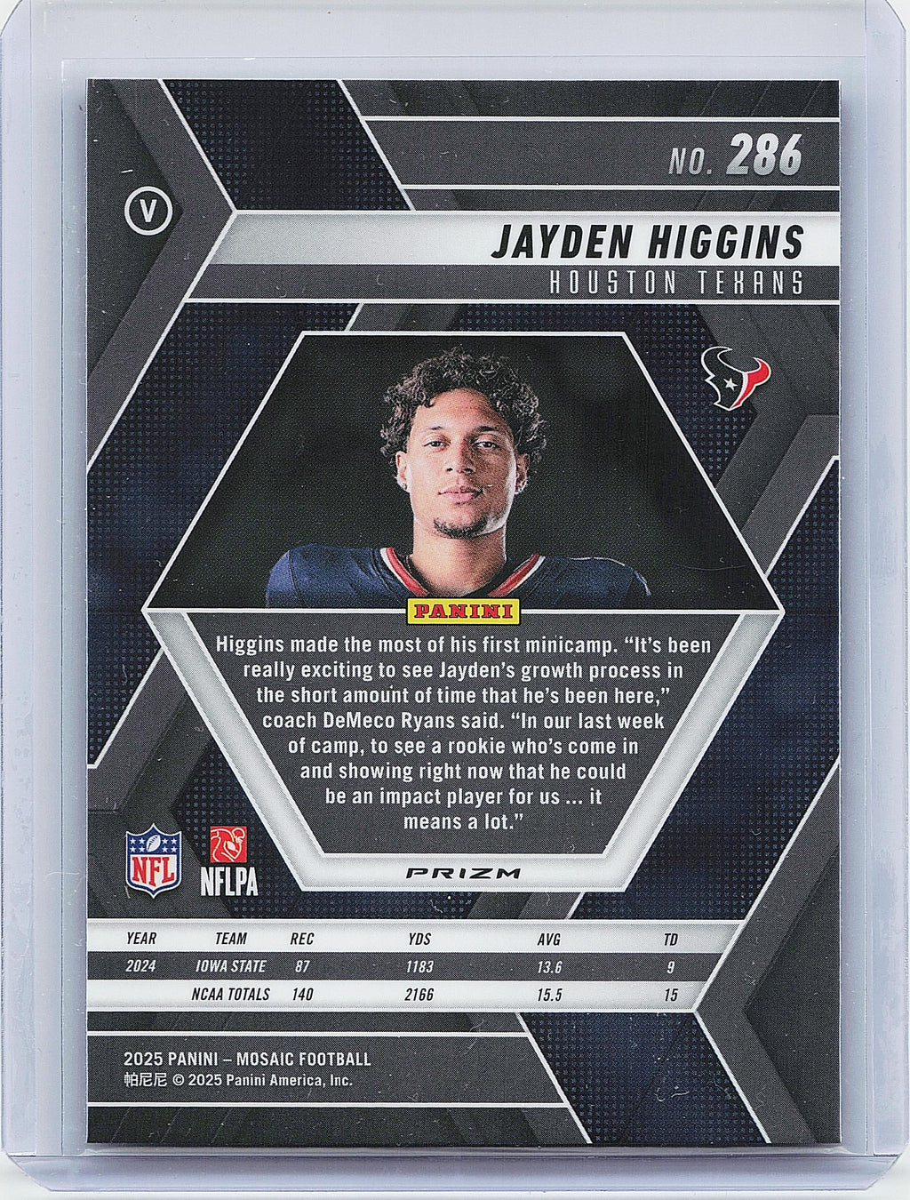 2025 Panini Mosaic #286 Jayden Higgins Mosaic Camo Pink