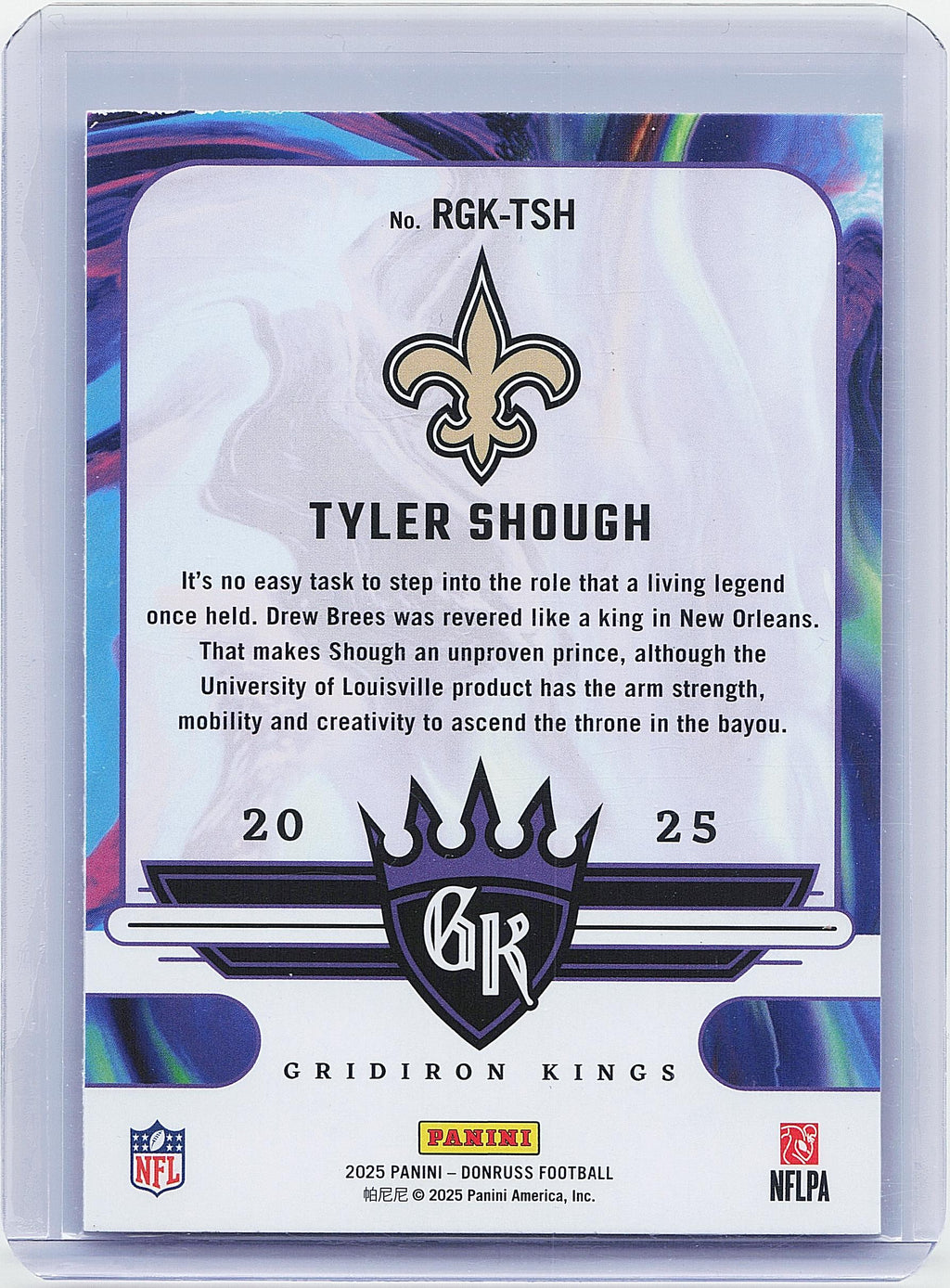 2025 Donruss #RGK-TSH Tyler Shough Rookie Gridiron Kings