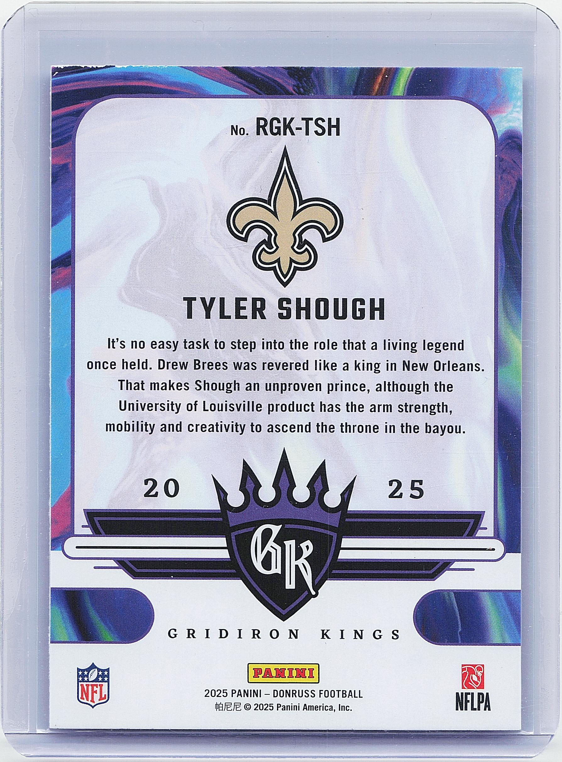 2025 Donruss #RGK-TSH Tyler Shough Rookie Gridiron Kings