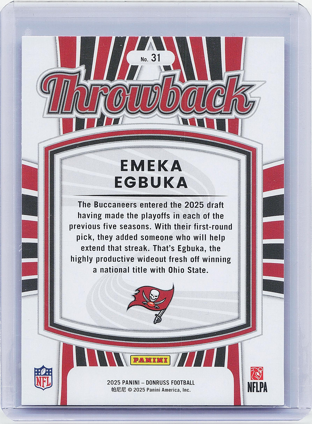 2025 Donruss #31 Emeka Egbuka Rated Rookies Throwback