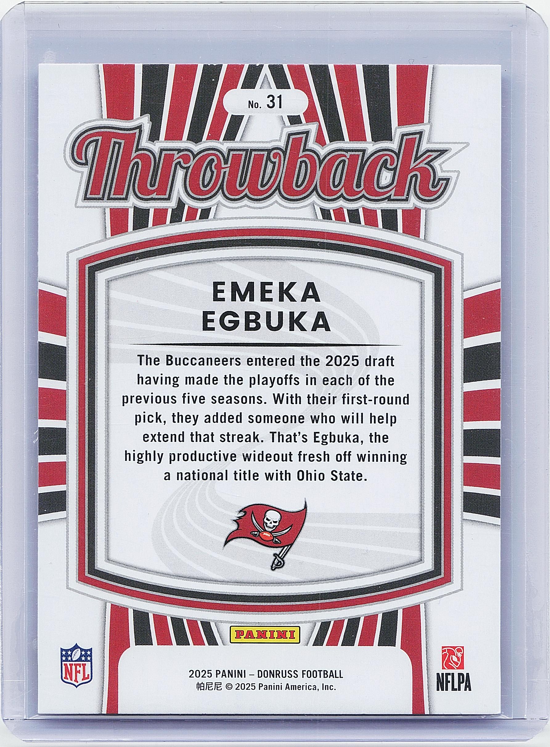 2025 Donruss #31 Emeka Egbuka Rated Rookies Throwback