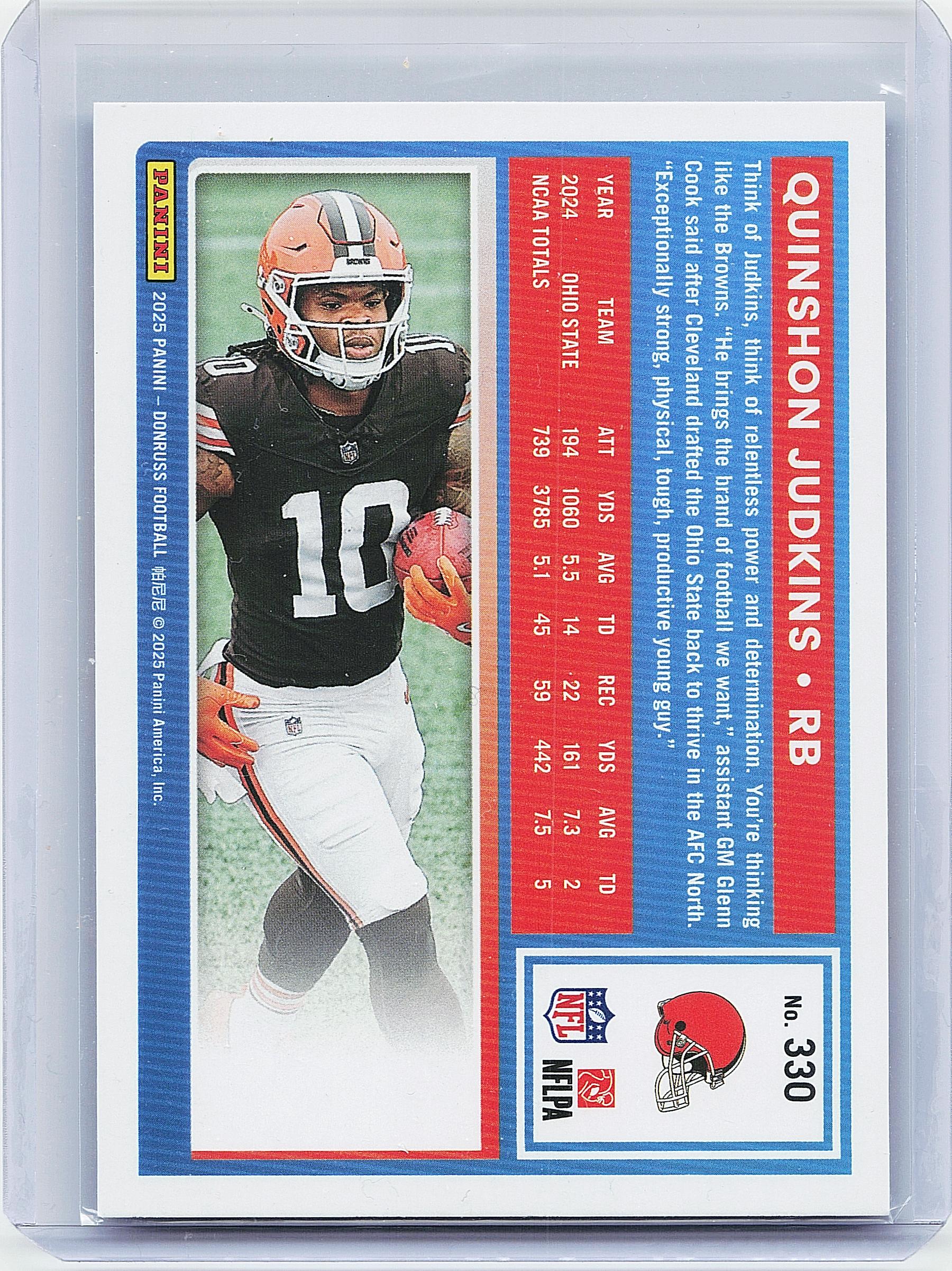 2025 Donruss #330 Quinshon Judkins Press Proofs Blue