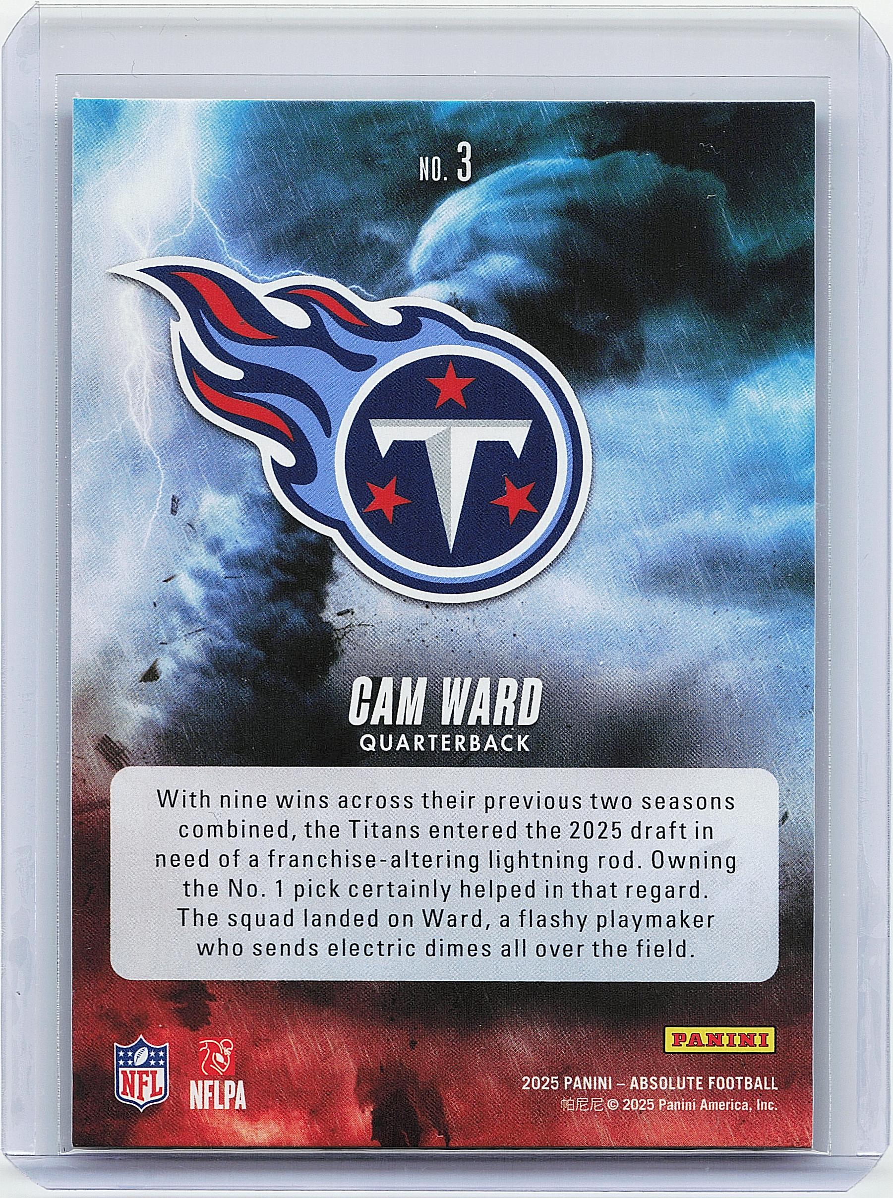 2025 Panini Absolute #3 Cam Ward By Storm
