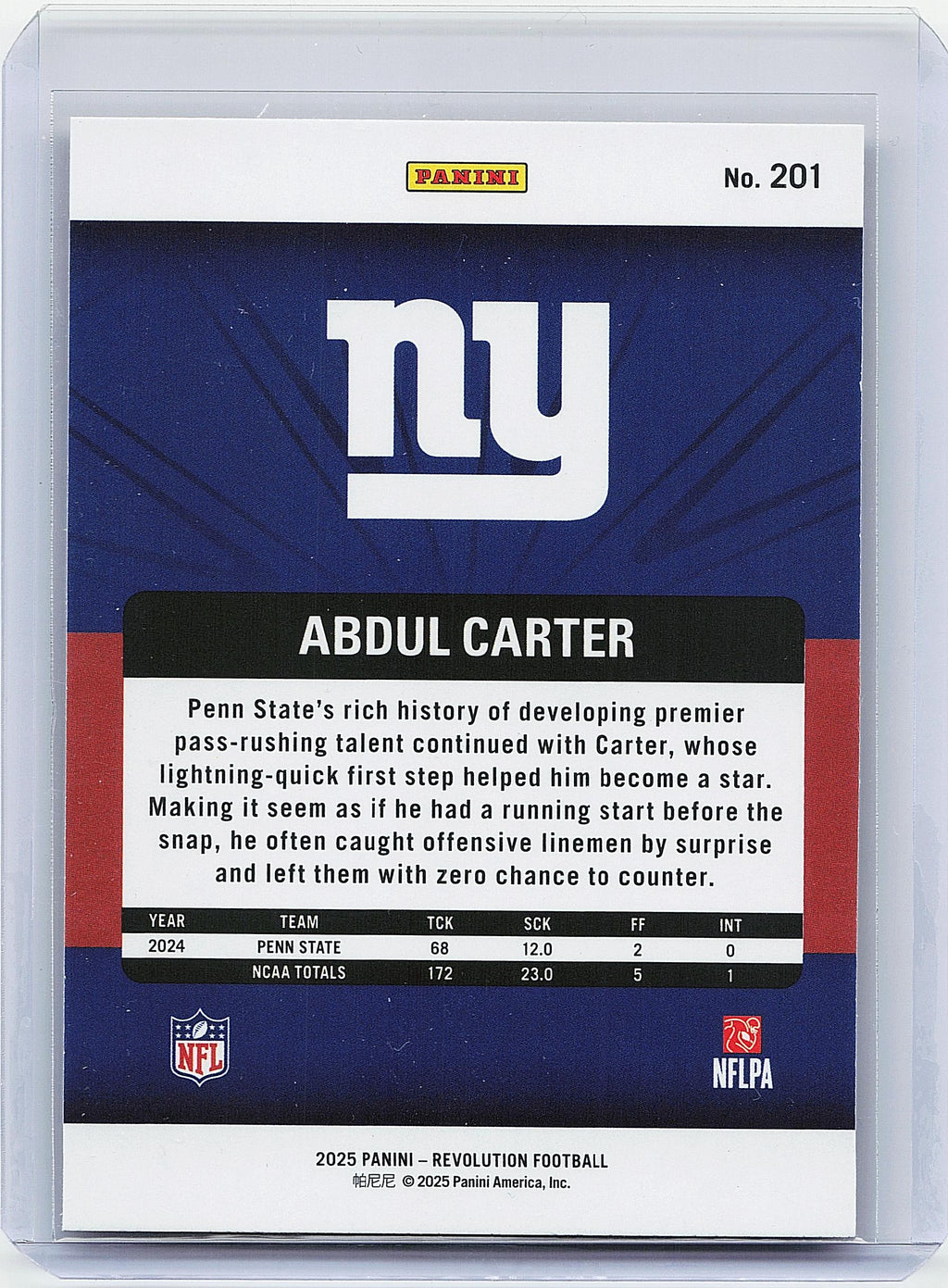 2025 Panini Revolution #201 Abdul Carter