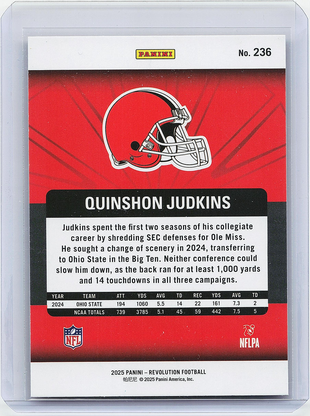 2025 Panini Revolution #236 Quinshon Judkins