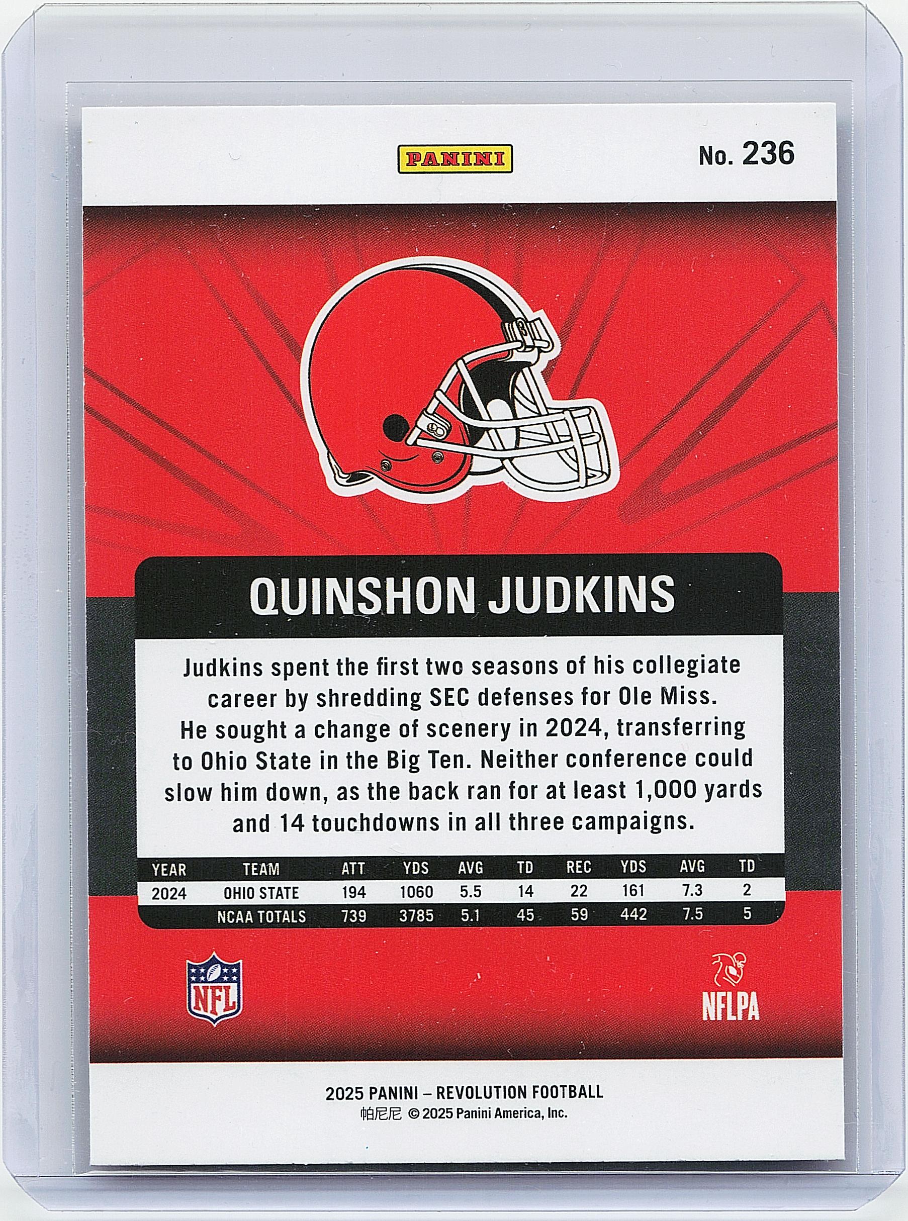 2025 Panini Revolution #236 Quinshon Judkins