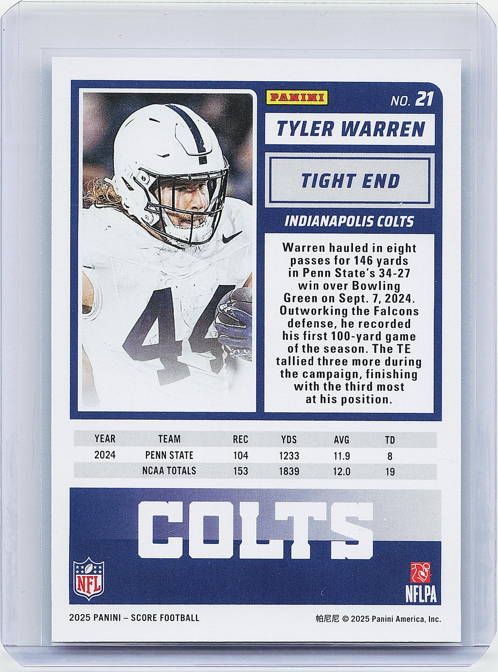 2025 Score #21 Tyler Warren