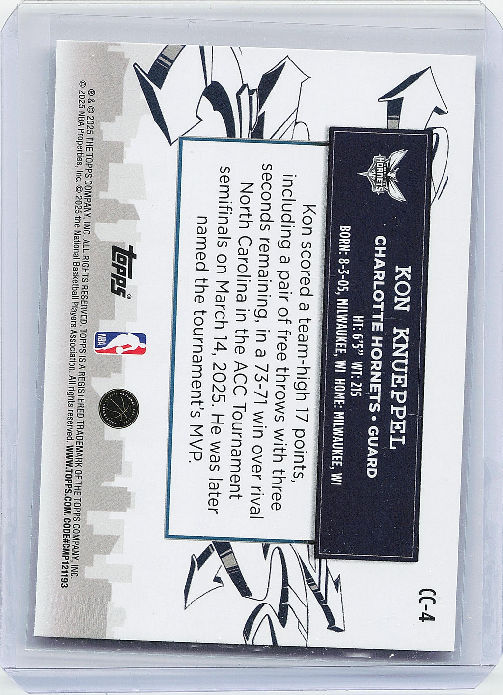 2025-26 Topps #CC-4 Kon Knueppel Clutch City Prospects