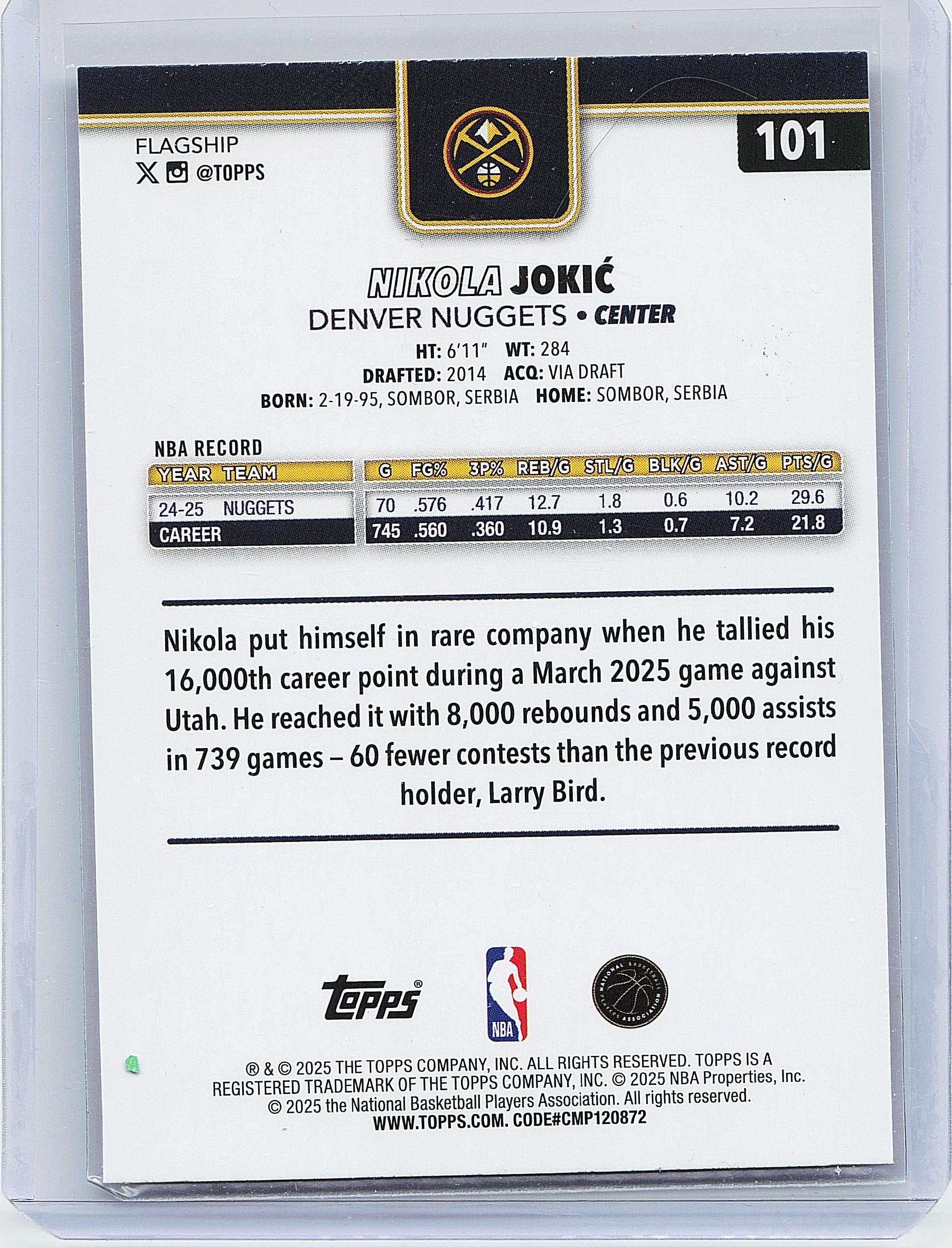 2025-26 Topps #101 Nikola Jokić Diamante