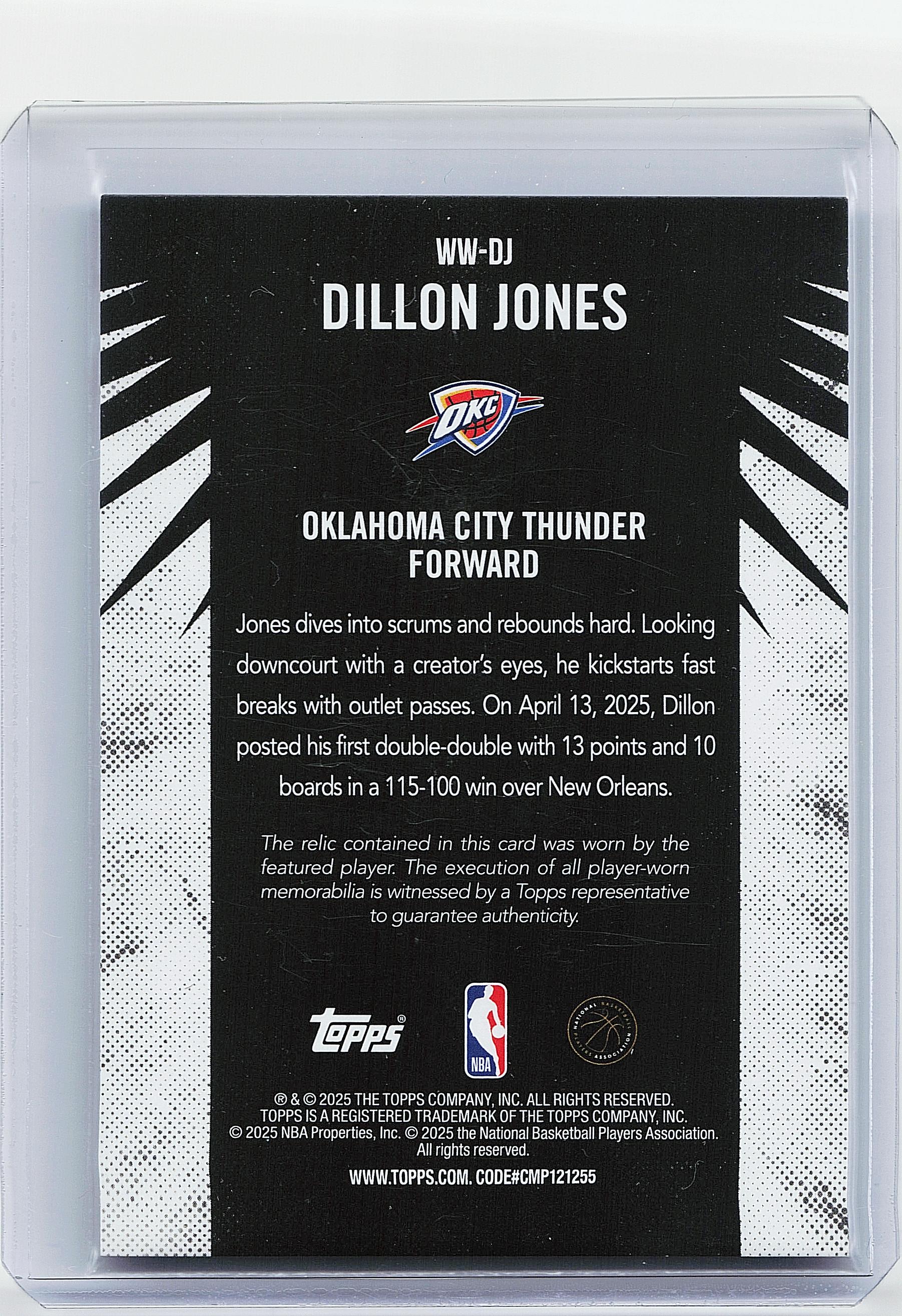 2025-26 Topps #WW-DJ Dillon Jones Woven Wonders Relics