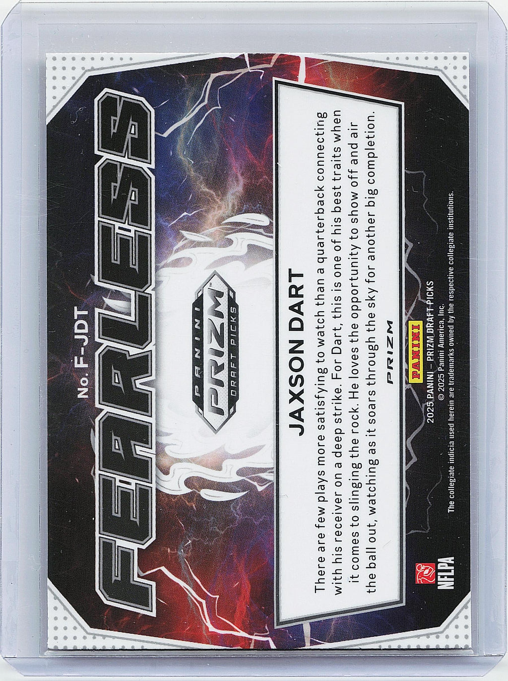 2025 Panini Prizm Draft Picks #F-JDT Jaxson Dart Fearless Gold Ice