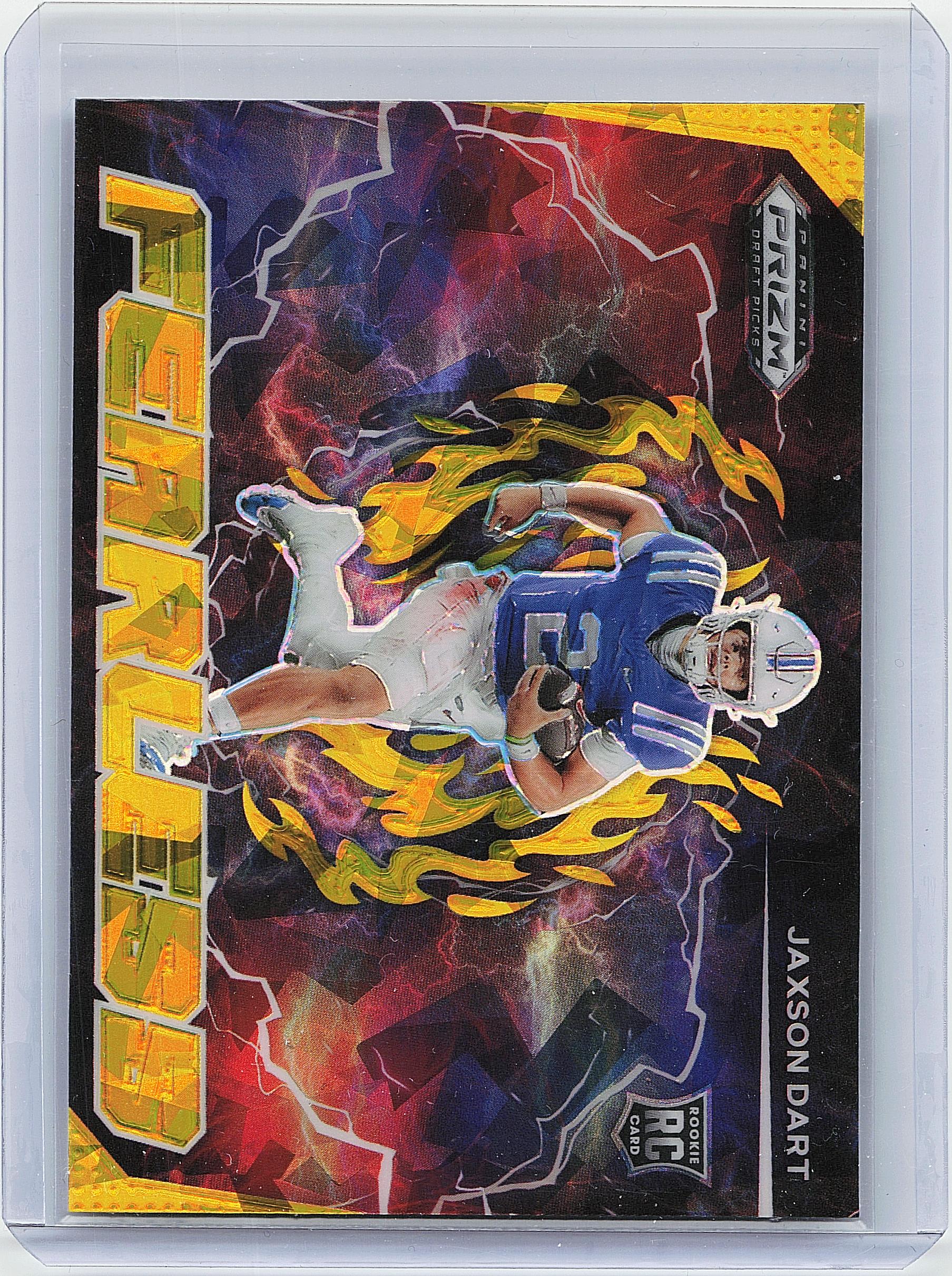 2025 Panini Prizm Draft Picks #F-JDT Jaxson Dart Fearless Gold Ice