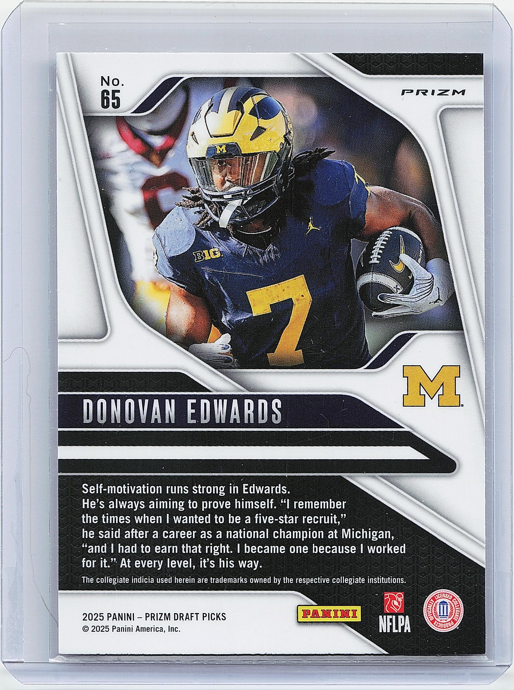 2025 Panini Prizm Draft Picks #65 Donovan Edwards Prizms Silver