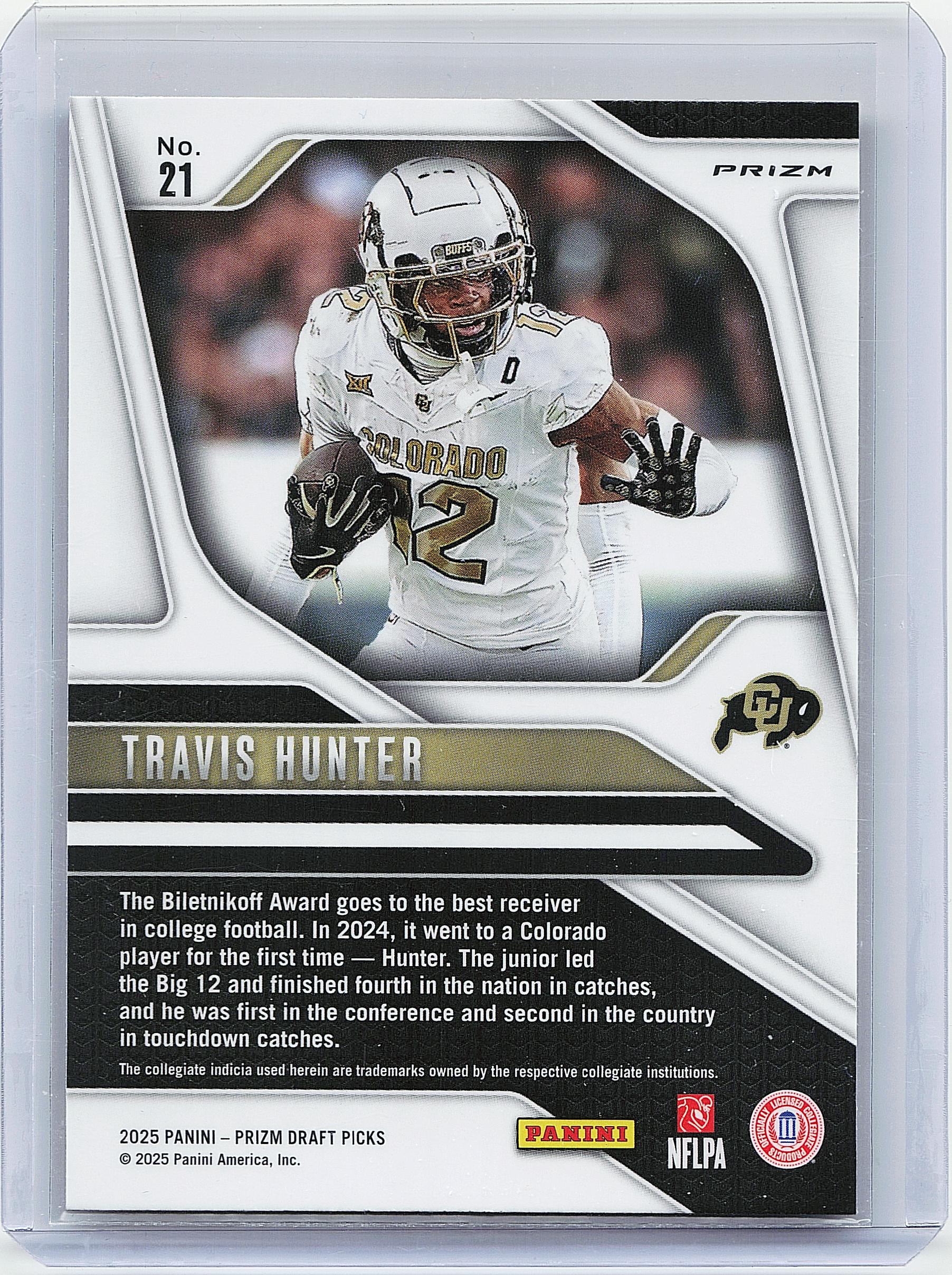 2025 Panini Prizm Draft Picks #21 Travis Hunter Prizms Gold Ice