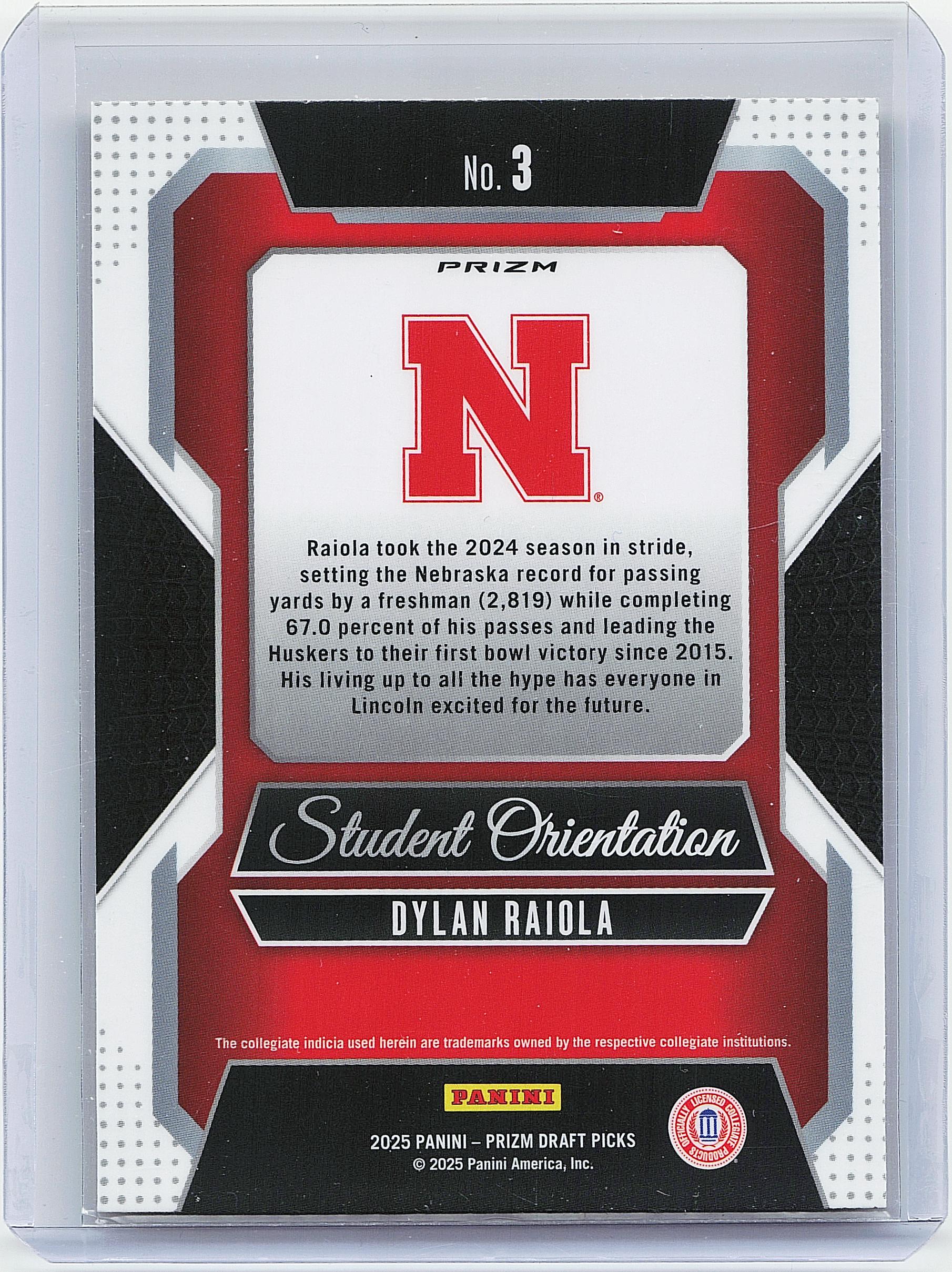 2025 Panini Prizm Draft Picks #3 Dylan Raiola Student Orientation Gold Ice