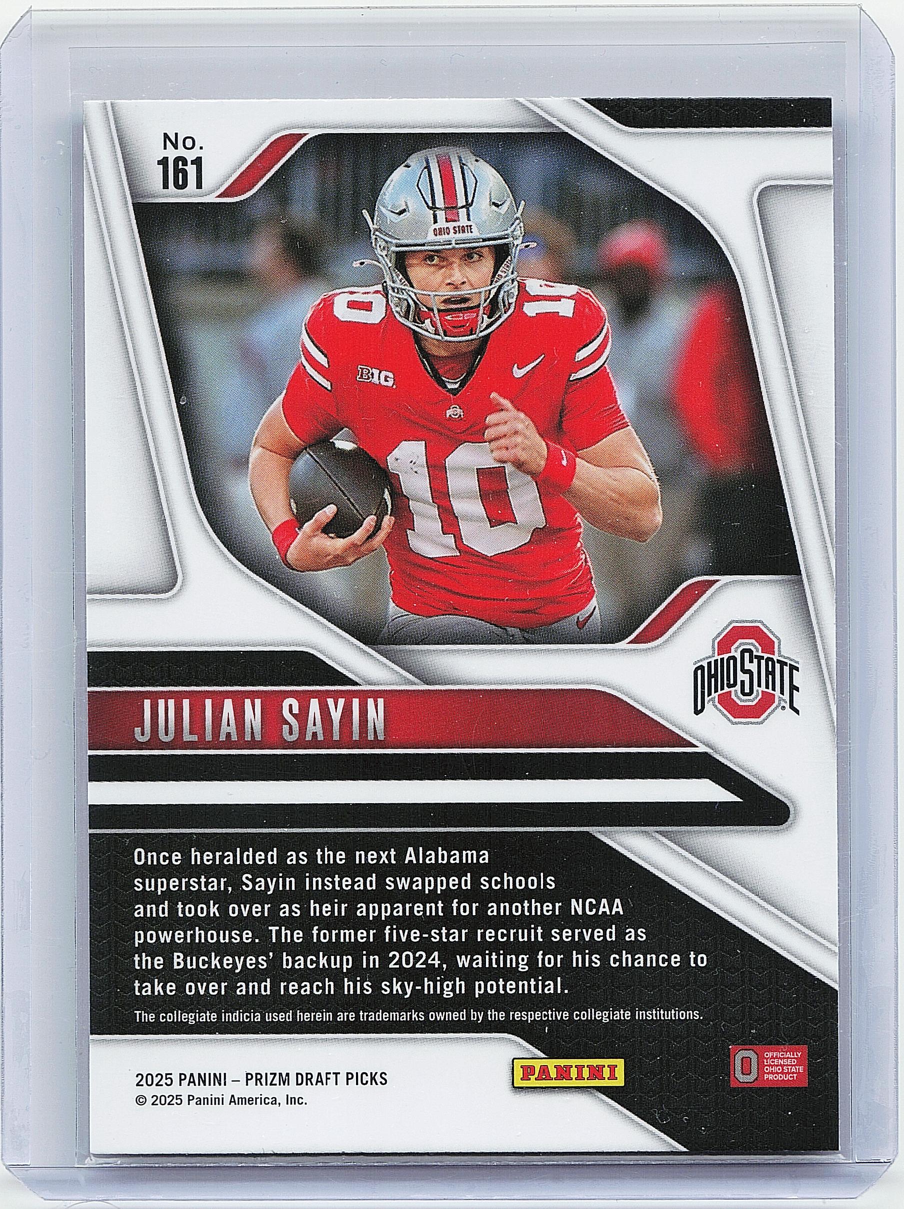 2025 Panini Prizm Draft Picks #161 Julian Sayin