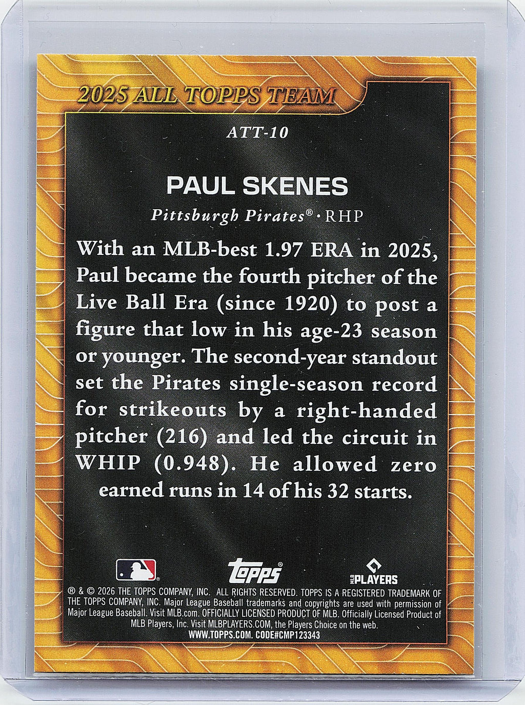 2026 Topps #ATT-10 Paul Skenes 2025 All Topps Team