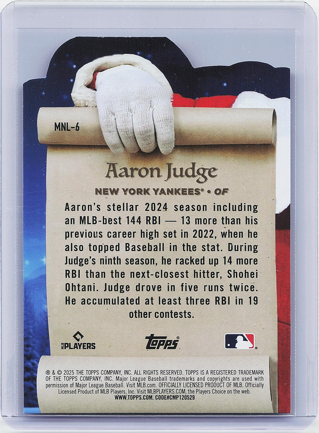 2025 Topps Holiday #MNL-6 Aaron Judge Making the Nice List
