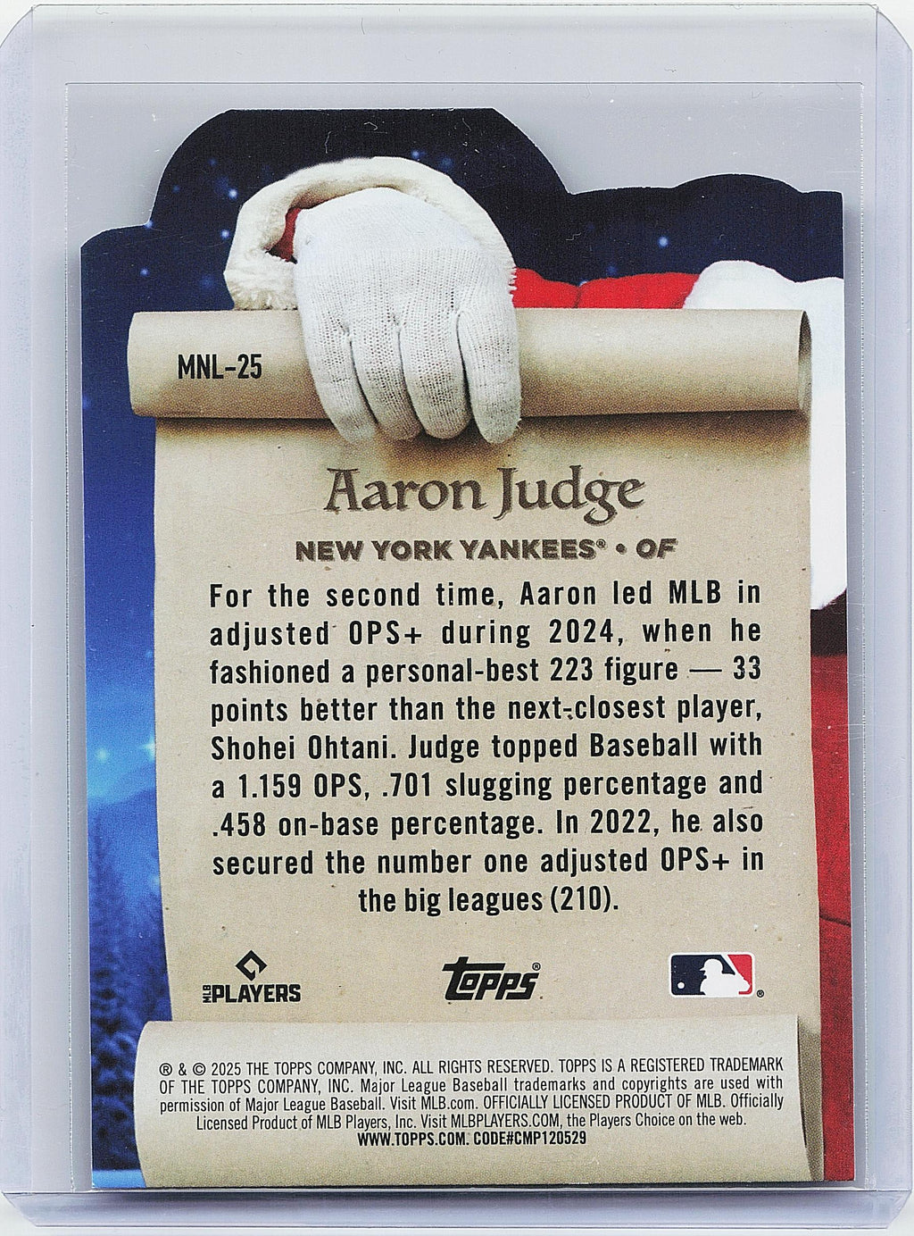 2025 Topps Holiday #MNL-25 Aaron Judge Making the Nice List