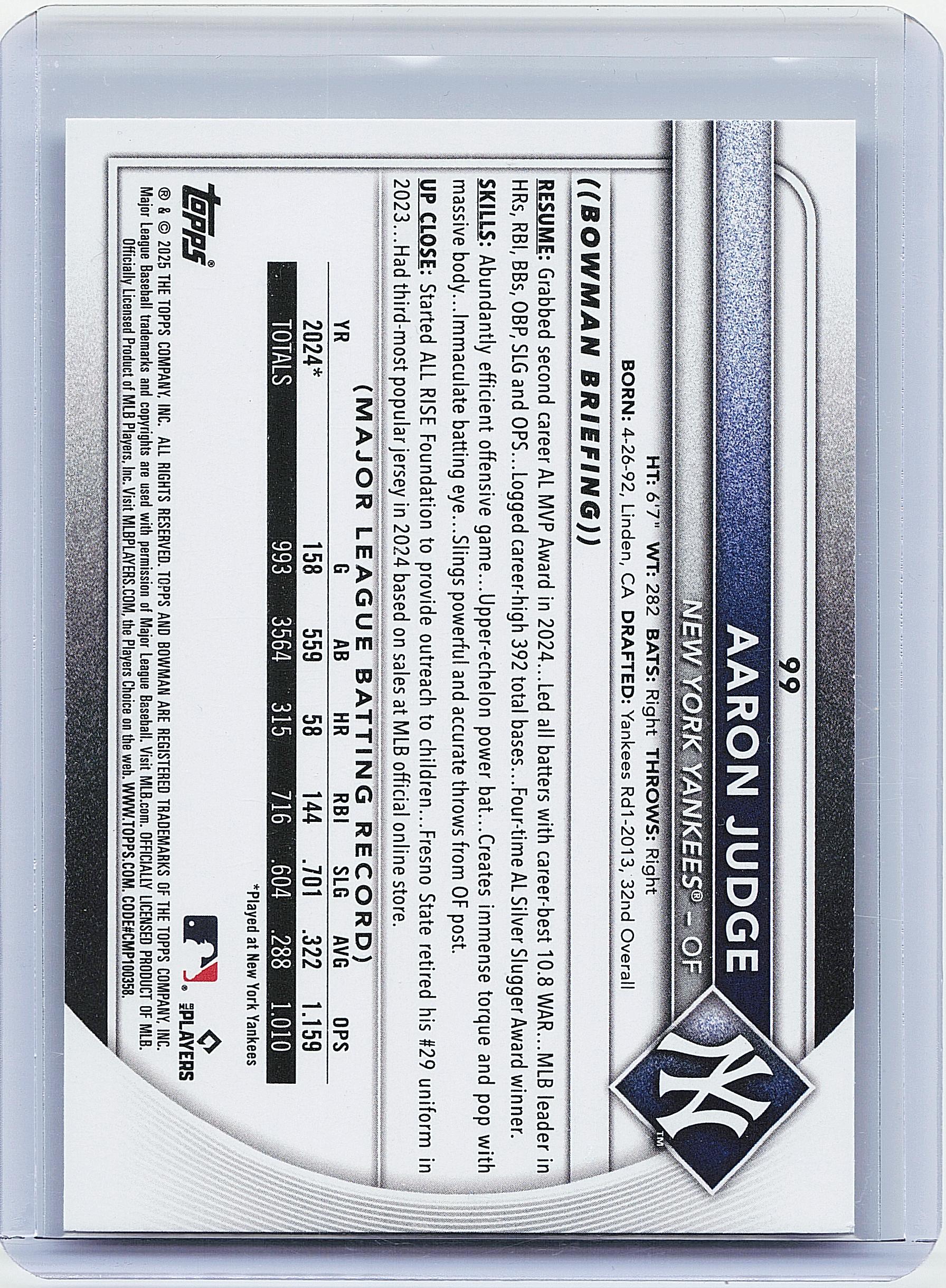 2025 Bowman #99 Aaron Judge
