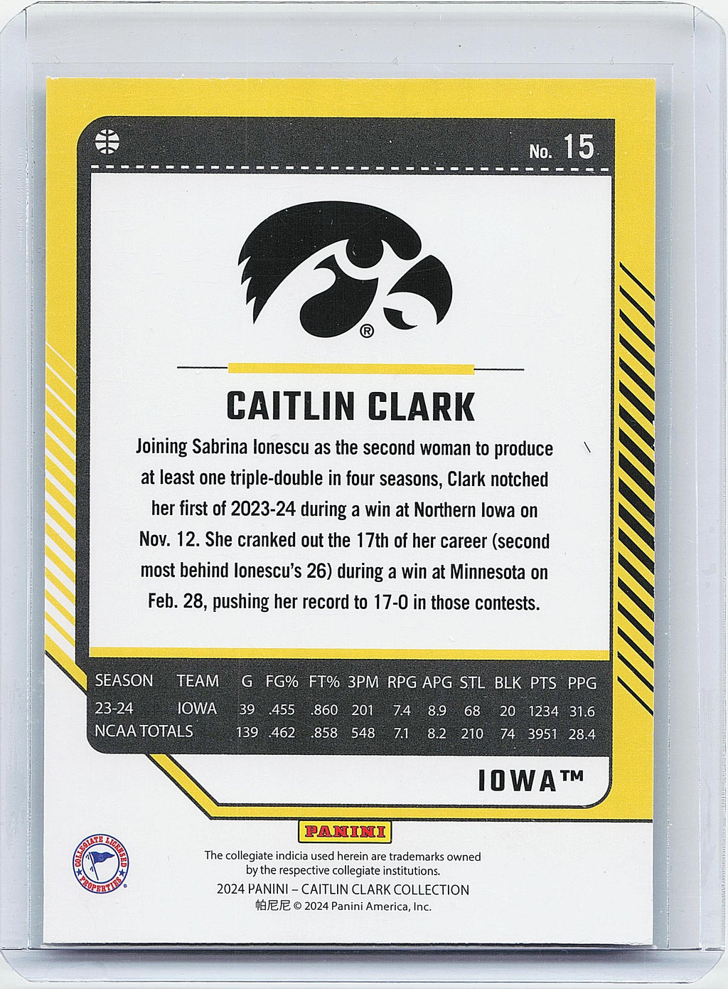 2024 Panini Caitlin Clark Collection #15 Caitlin Clark Metalized