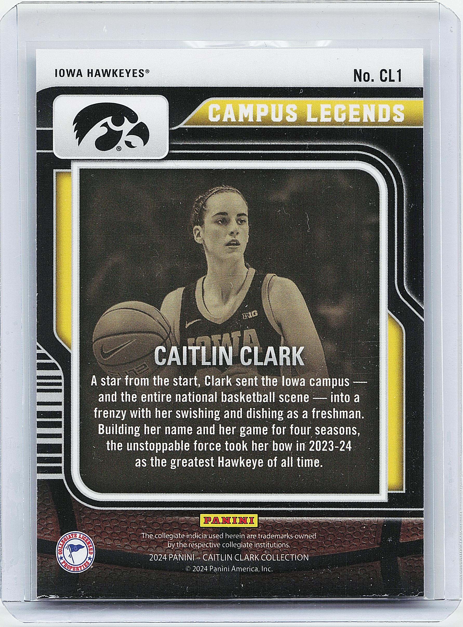 2024 Panini Caitlin Clark Collection #CL1 Caitlin Clark Campus Legends