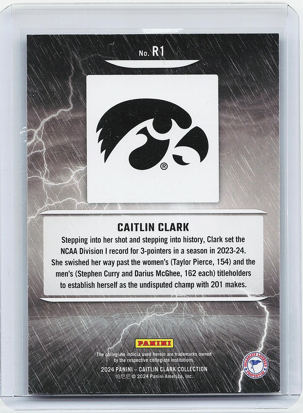 2024 Panini Caitlin Clark Collection #R1 Caitlin Clark Raining 3s