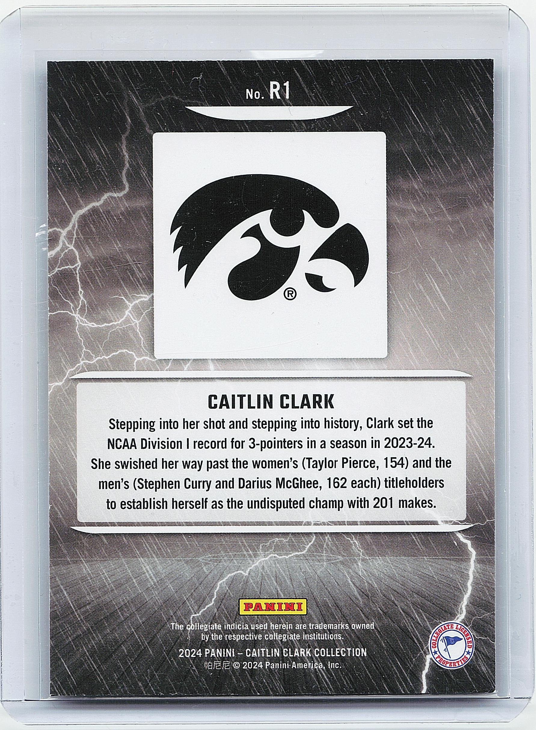 2024 Panini Caitlin Clark Collection #R1 Caitlin Clark Raining 3s