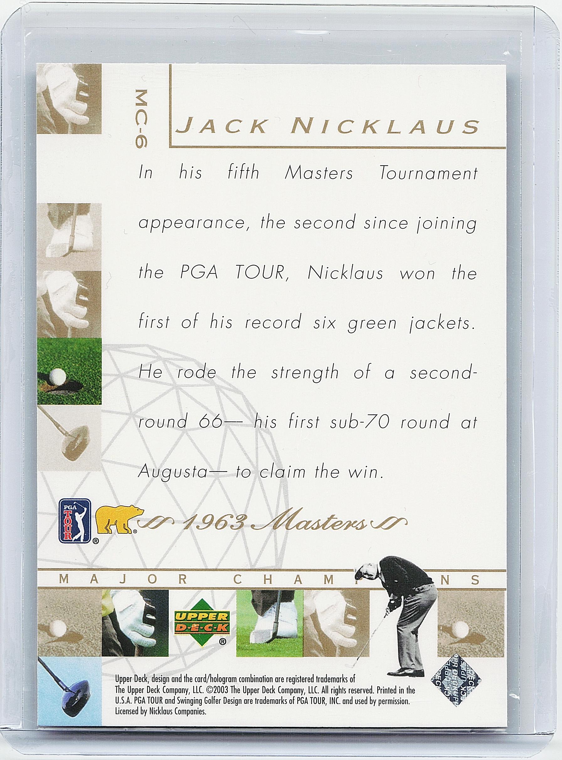 2003 Upper Deck #MC-6 Jack Nicklaus Major Champions