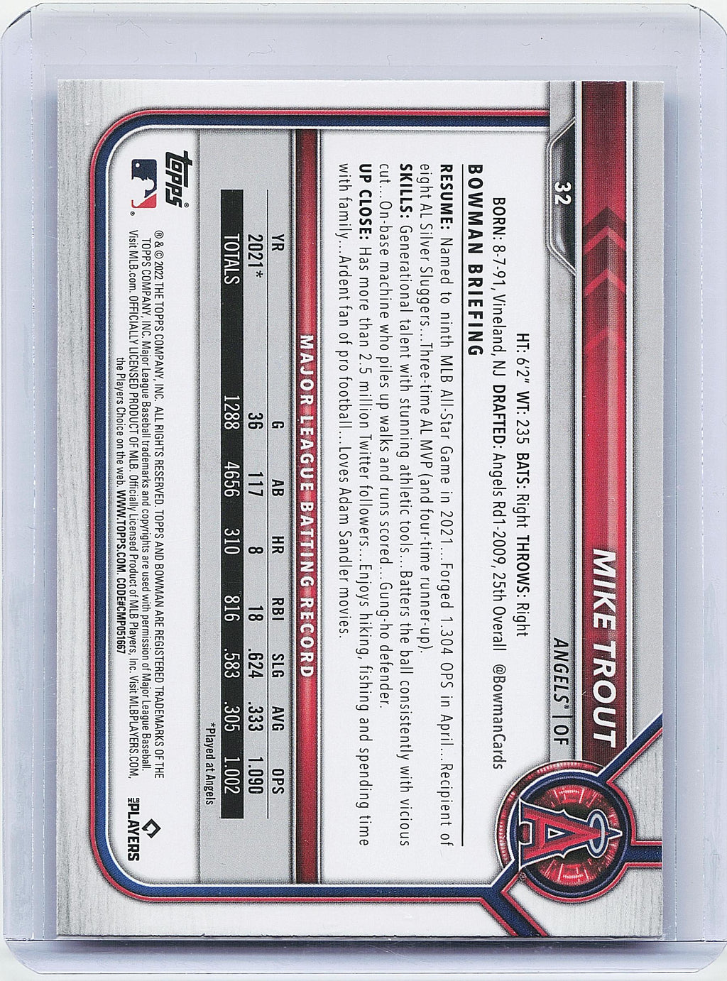 2022 Bowman #32 Mike Trout