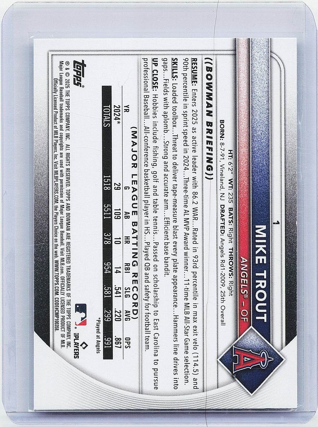2025 Bowman #1 Mike Trout