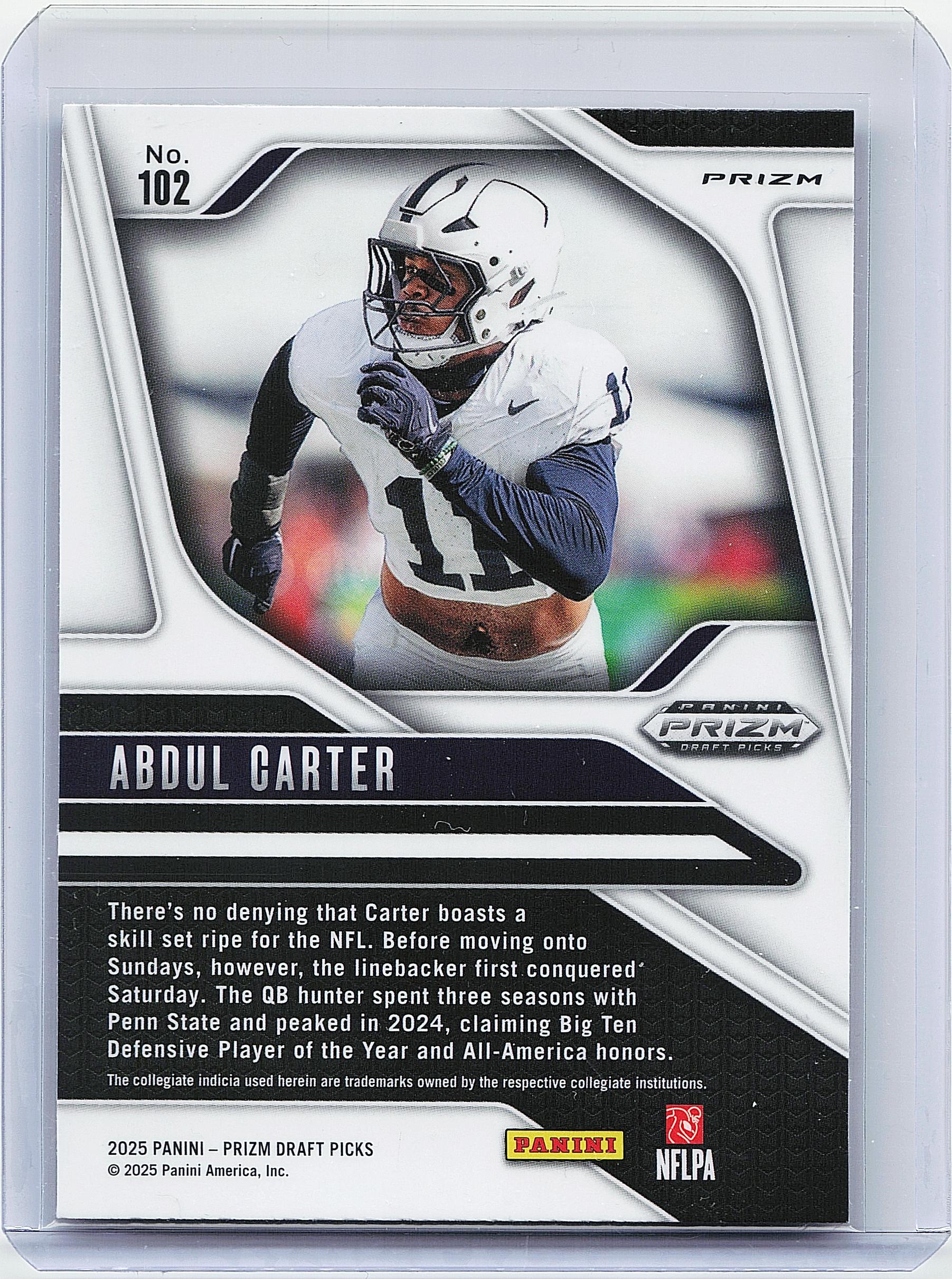2025 Panini Prizm Draft Picks #102 Abdul Carter Prizms Purple Wave