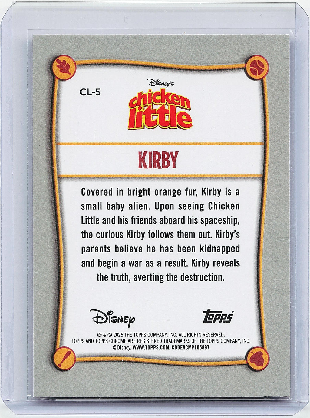 2025 Topps Chrome Disney #CL-5 Kirby Chicken Little 20th Anniversary