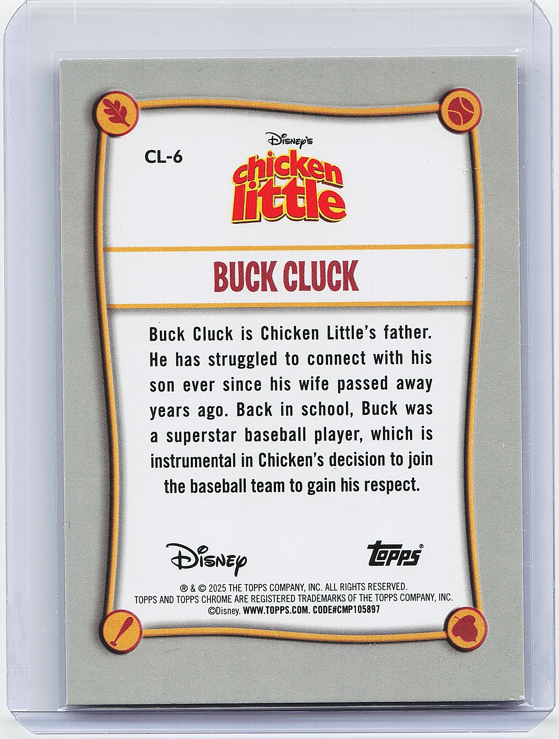 2025 Topps Chrome Disney #CL-6 Buck Cluck Chicken Little 20th Anniversary