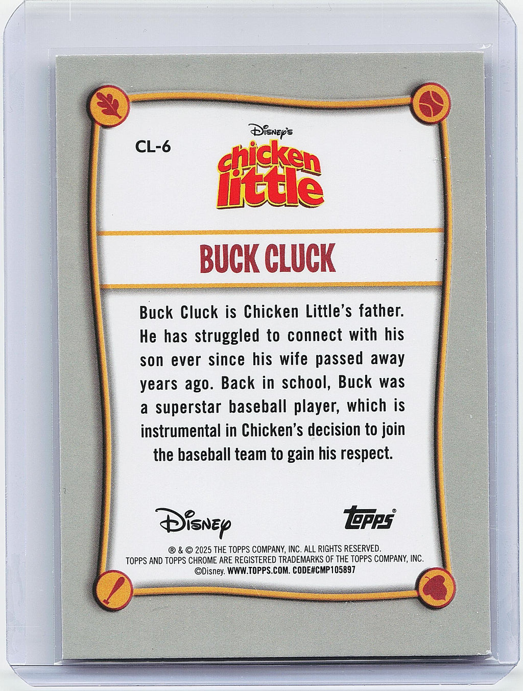 2025 Topps Chrome Disney #CL-6 Buck Cluck Chicken Little 20th Anniversary