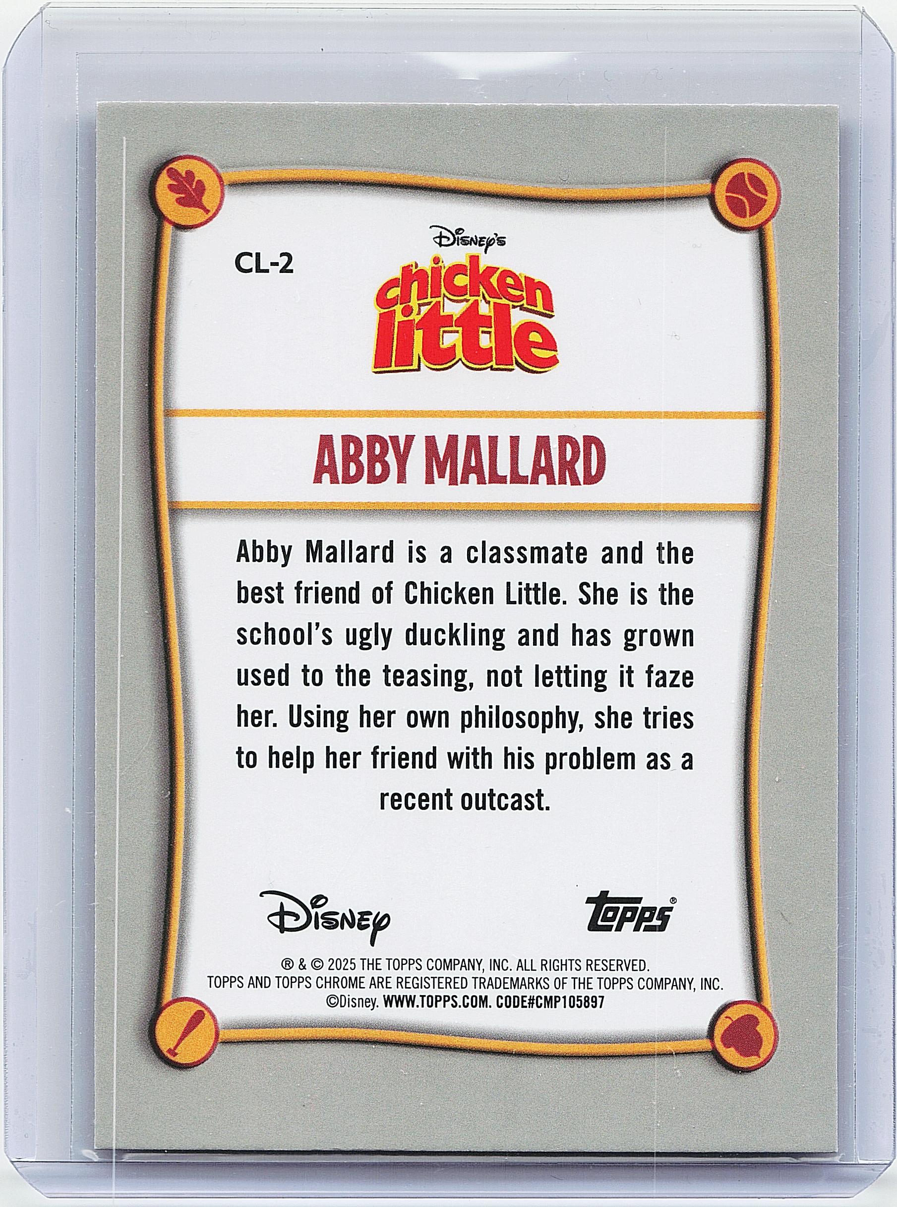 2025 Topps Chrome Disney #CL-2 Abby Mallard Chicken Little 20th Anniversary