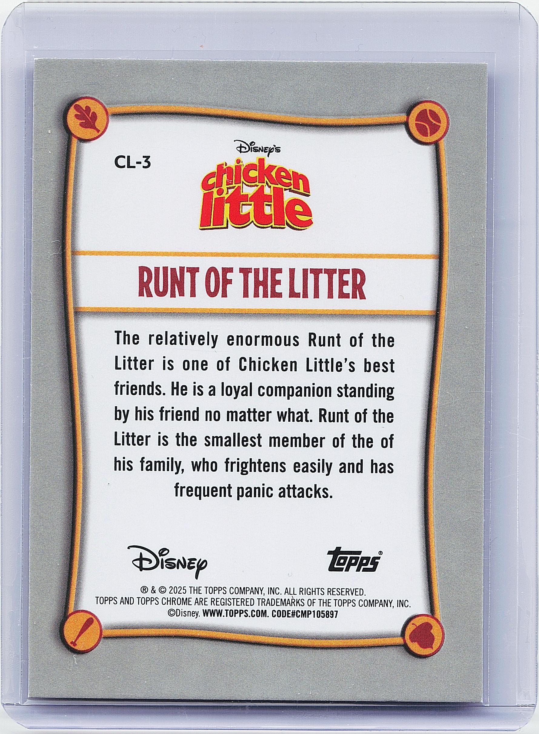 2025 Topps Chrome Disney #CL-3 Runt of the Litter Chicken Little 20th