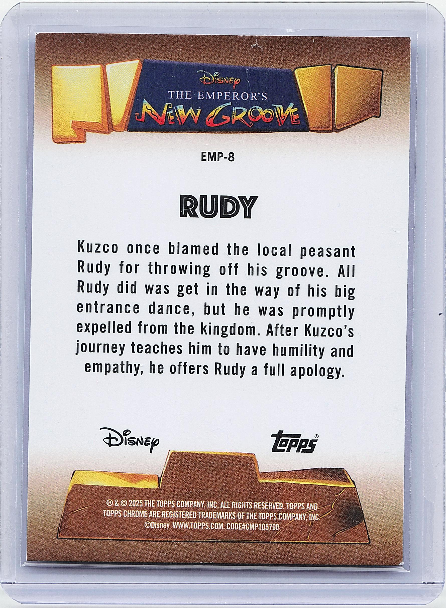 2025 Topps Chrome Disney #EMP-8 Rudy The Emperor's New Groove 25th Anniversary