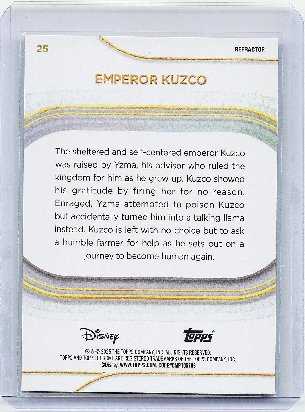 2025 Topps Chrome Disney #25 Emperor Kuzco Refractor