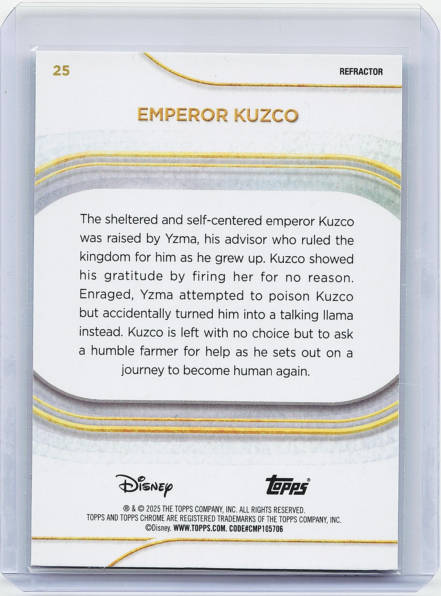 2025 Topps Chrome Disney #25 Emperor Kuzco Refractor