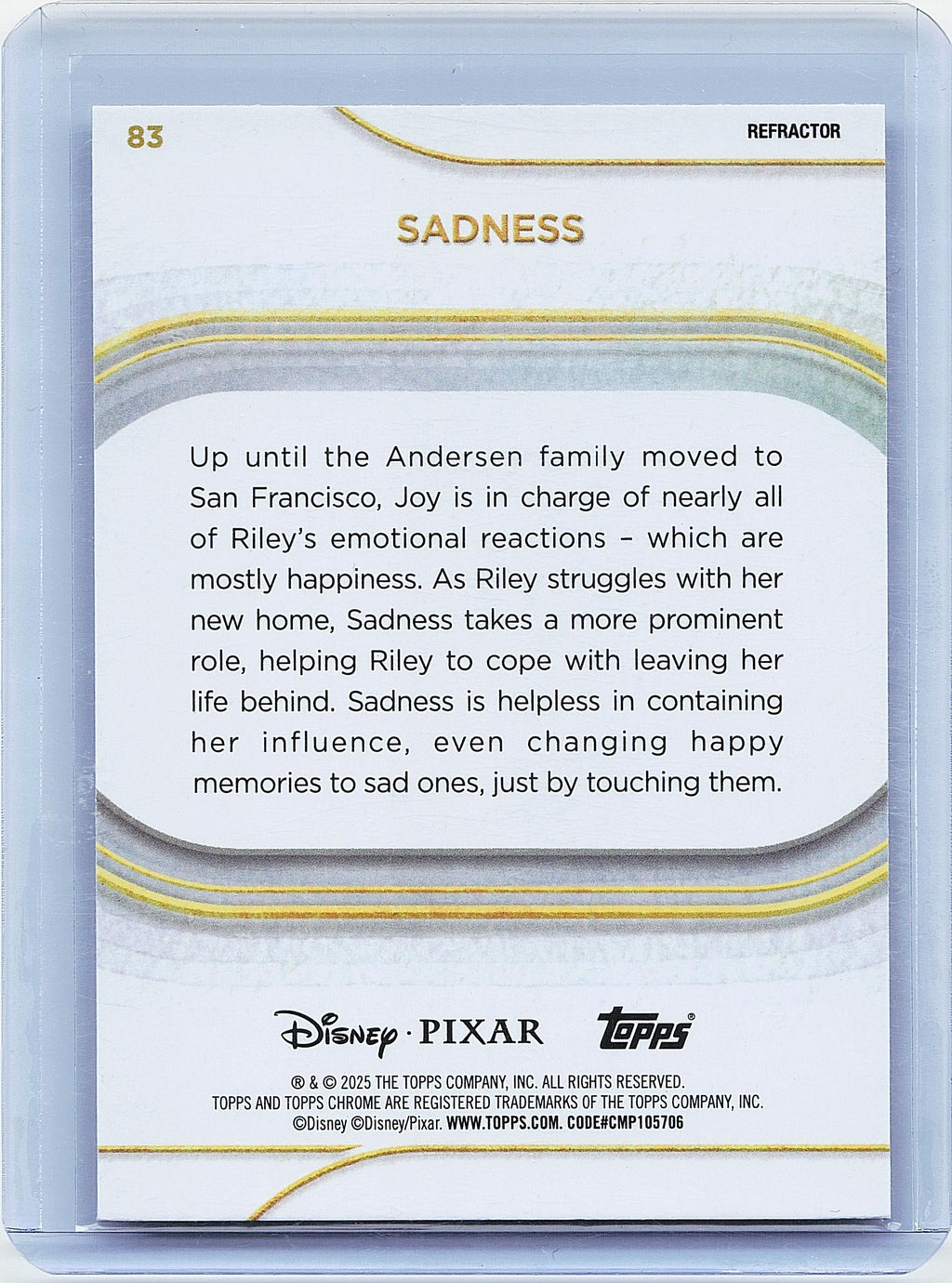 2025 Topps Chrome Disney #83 Sadness Refractor