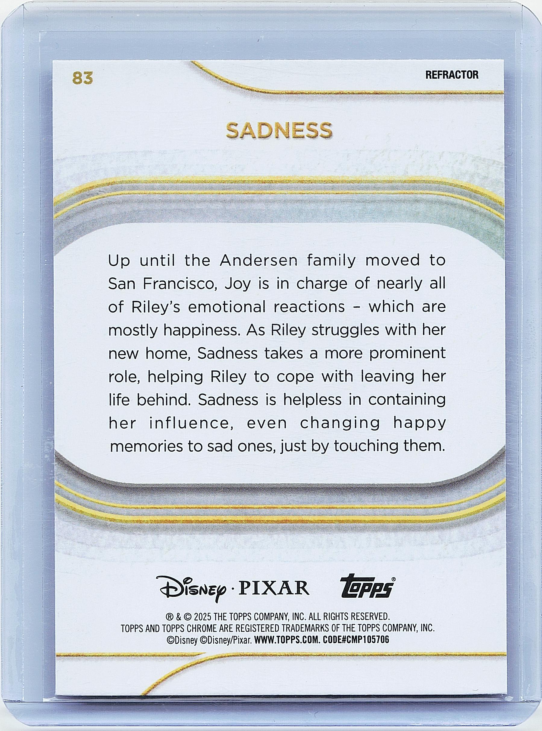 2025 Topps Chrome Disney #83 Sadness Refractor